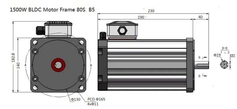 1500W 3000RPM BLDC Motor Frame 80S B5