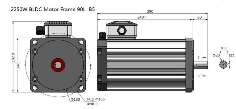 2250W BLDC Motor Frame 90L B5